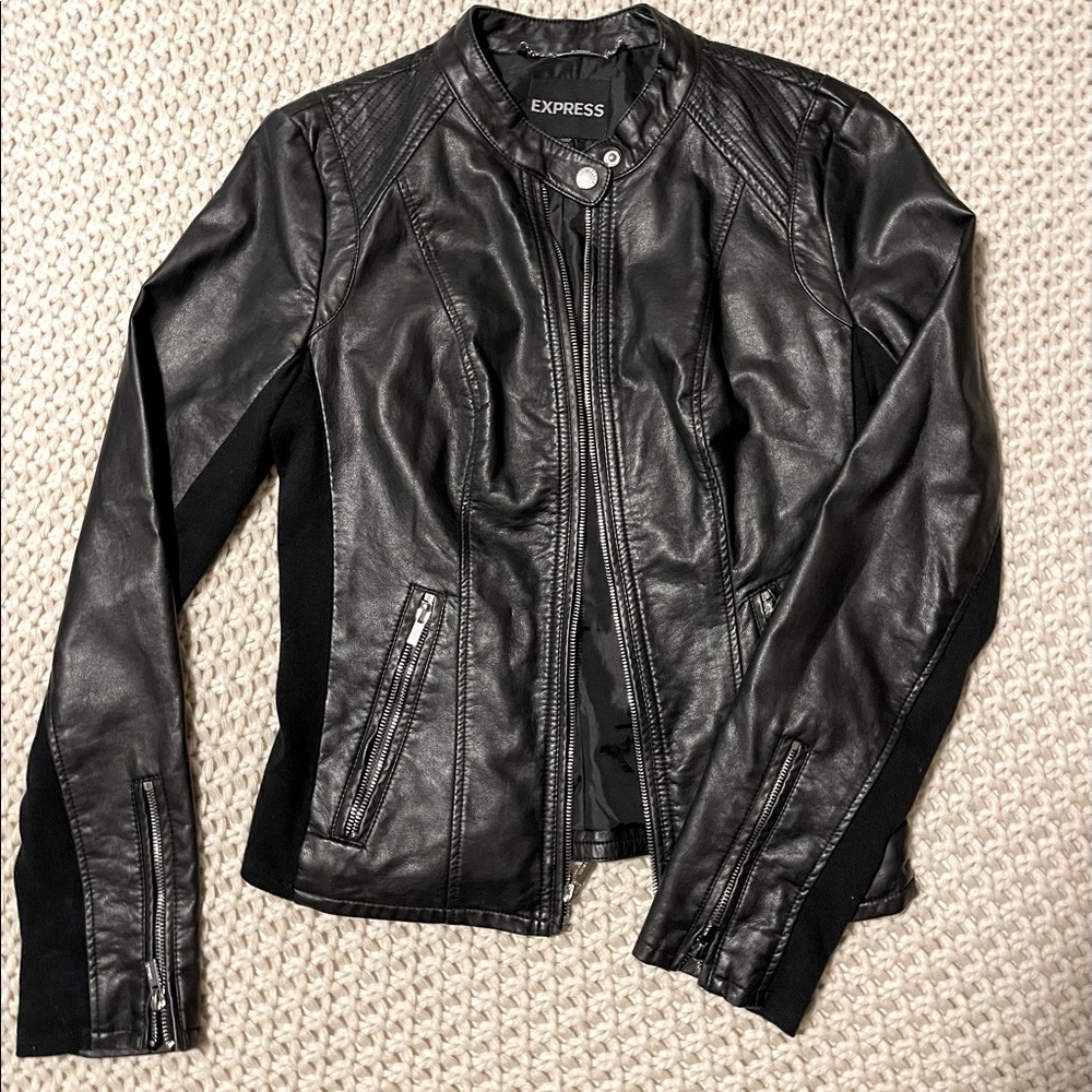 Express black faux leather jacket